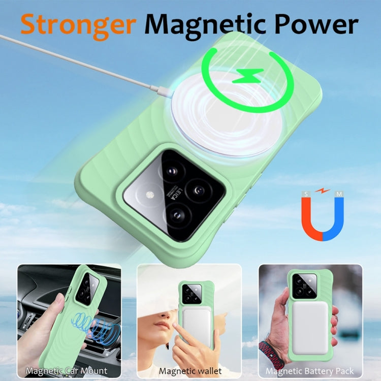For Xiaomi 14 Wave Texture MagSafe Magnetic Liquid Silicone Phone Case
