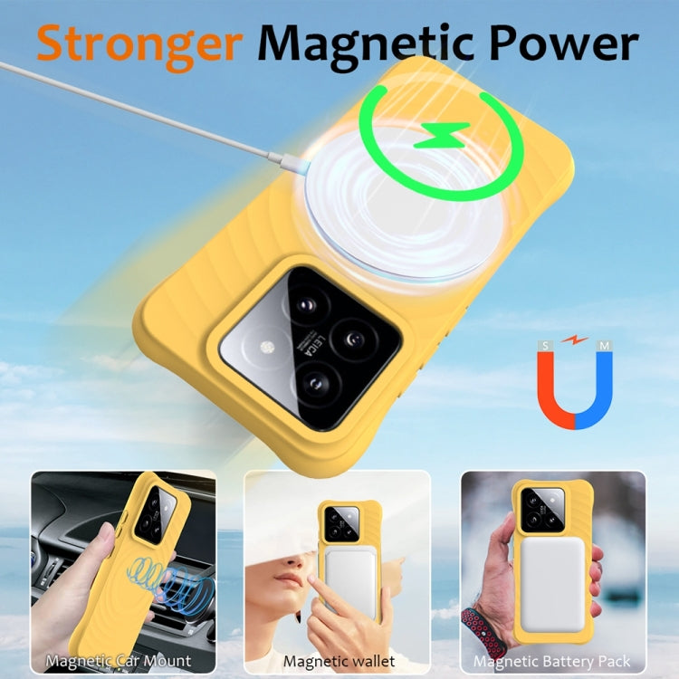 For Xiaomi 14 Wave Texture MagSafe Magnetic Liquid Silicone Phone Case