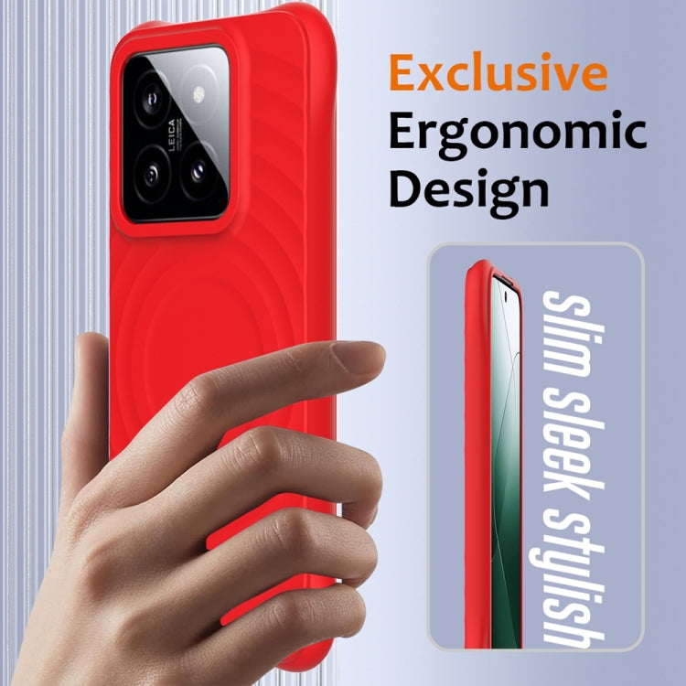 For Xiaomi 14 Wave Texture MagSafe Magnetic Liquid Silicone Phone Case