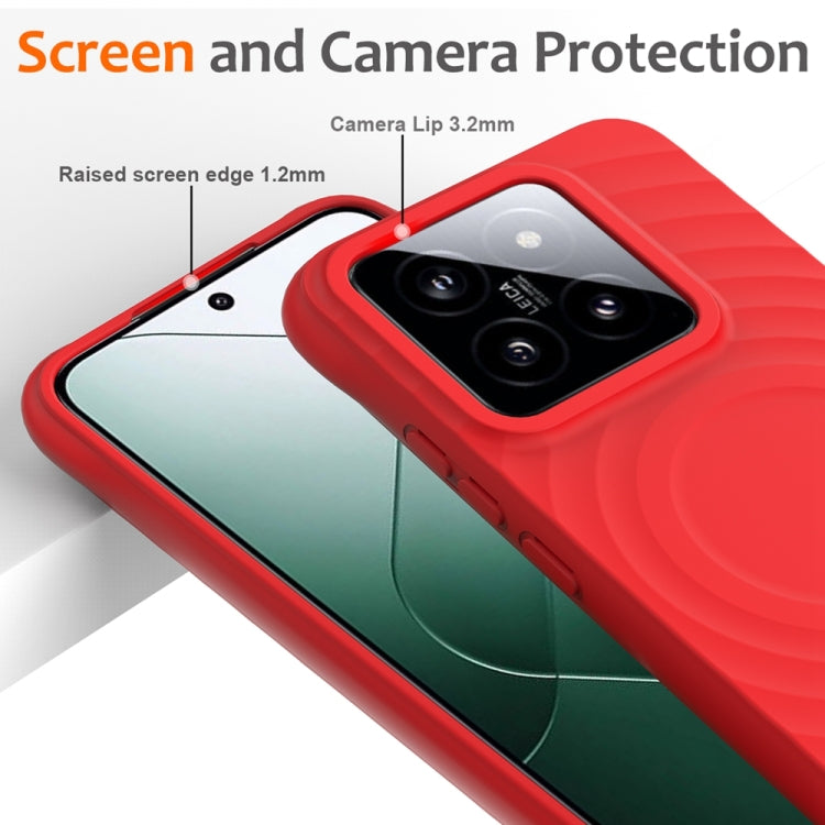 For Xiaomi 14 Wave Texture MagSafe Magnetic Liquid Silicone Phone Case