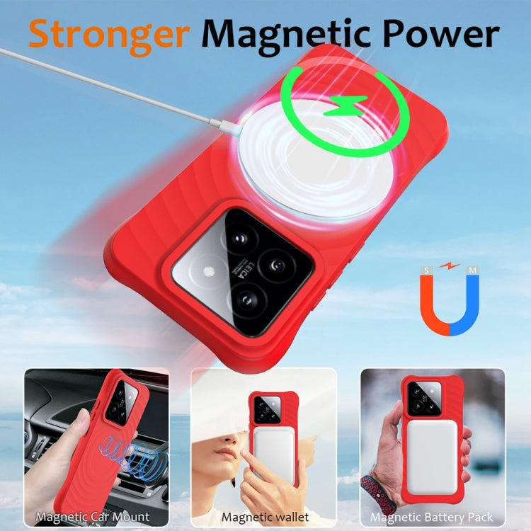 For Xiaomi 14 Wave Texture MagSafe Magnetic Liquid Silicone Phone Case