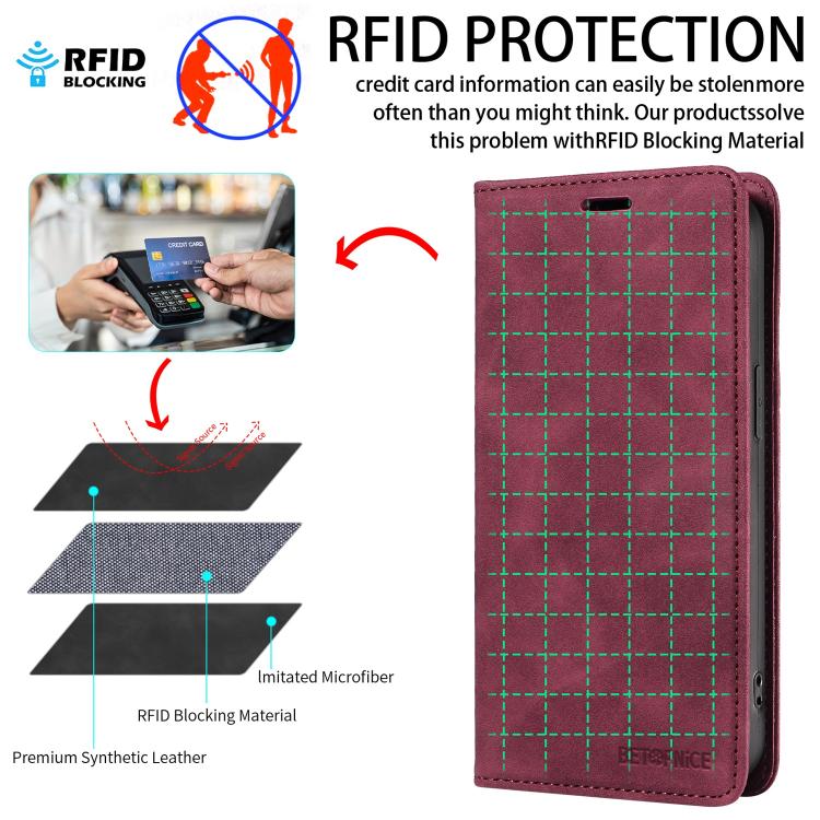 For Honor X8d 4G BETOPNICE Suction RFID Anti-theft Leather Phone Case