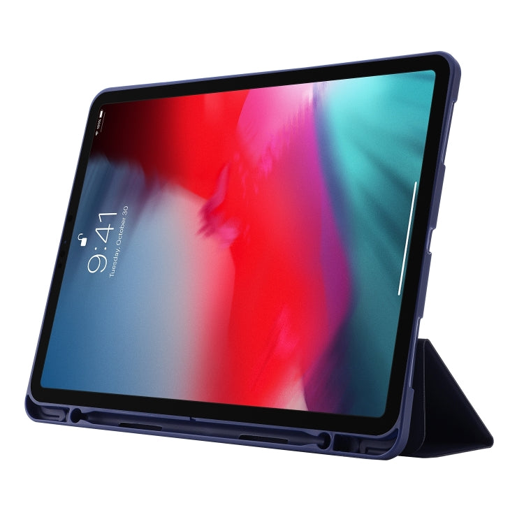 For iPad Air 11 2026 / 2025 / 2024 Skin Feel Tri-fold Leather Tablet Case with Pen Slot