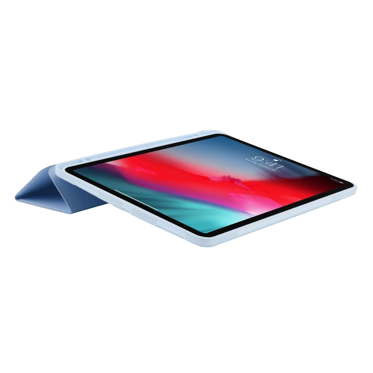 For iPad Air 13 2026 / 2025 / 2024 Skin Feel Tri-fold Leather Tablet Case with Pen Slot