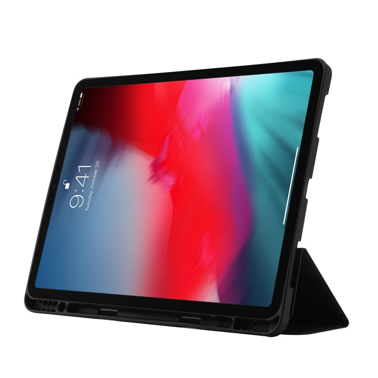 For iPad Air 13 2026 / 2025 / 2024 Skin Feel Tri-fold Leather Tablet Case with Pen Slot