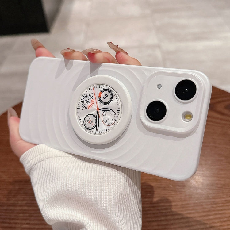For iPhone 15 Wave Texture PC Shockproof Phone Case with Holder