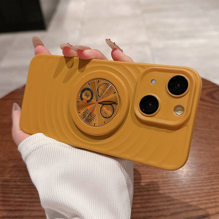 For iPhone 15 Wave Texture PC Shockproof Phone Case with Holder