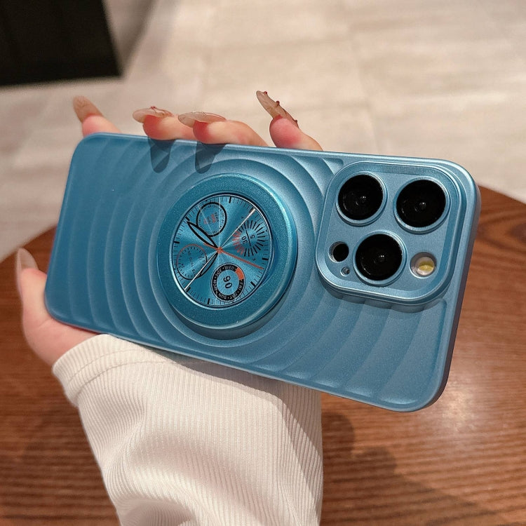 For iPhone 14 Pro Max Wave Texture PC Shockproof Phone Case with Holder