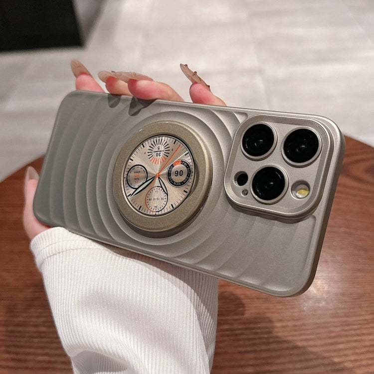 For iPhone 14 Pro Wave Texture PC Shockproof Phone Case with Holder