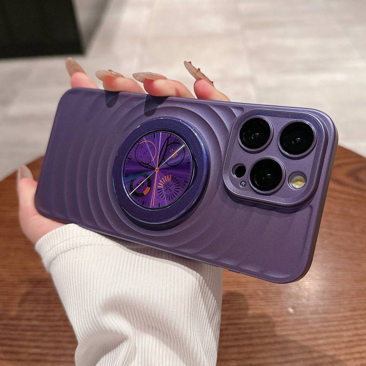For iPhone 14 Pro Wave Texture PC Shockproof Phone Case with Holder