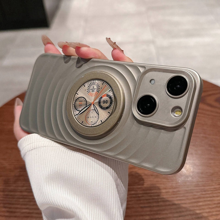 For iPhone 14 Wave Texture PC Shockproof Phone Case with Holder