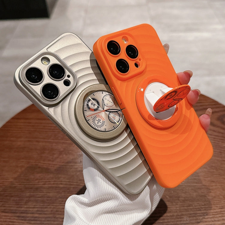 For iPhone 15 Pro Wave Texture PC Shockproof Phone Case with Holder