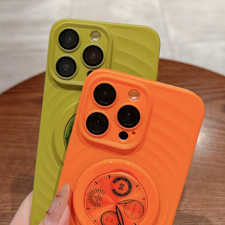 For iPhone 15 Pro Wave Texture PC Shockproof Phone Case with Holder