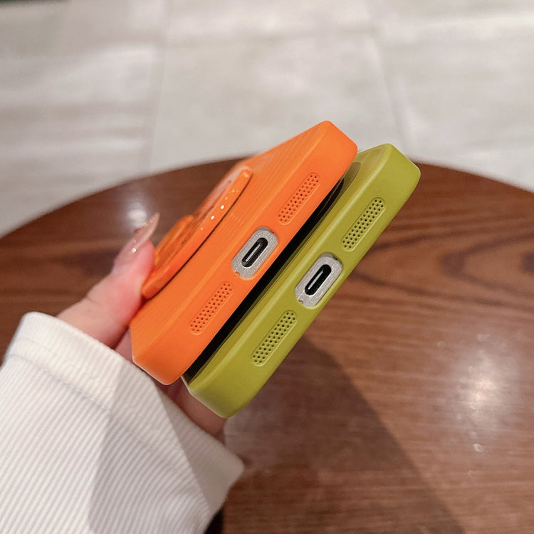 For iPhone 15 Pro Wave Texture PC Shockproof Phone Case with Holder