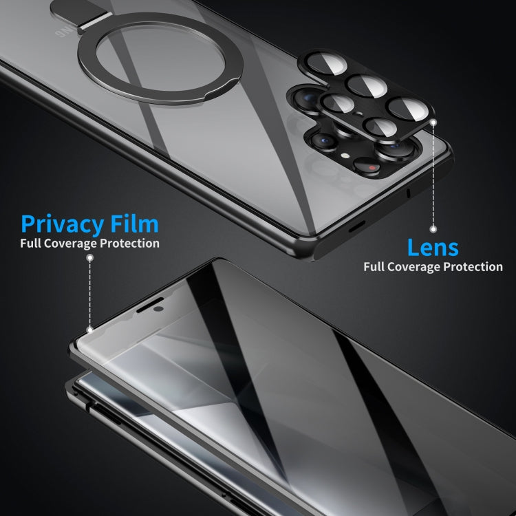For Samsung Galaxy S23 Ultra 5G MagSafe Magnetic Privacy Frosted Tempered Glass Holder Phone Case