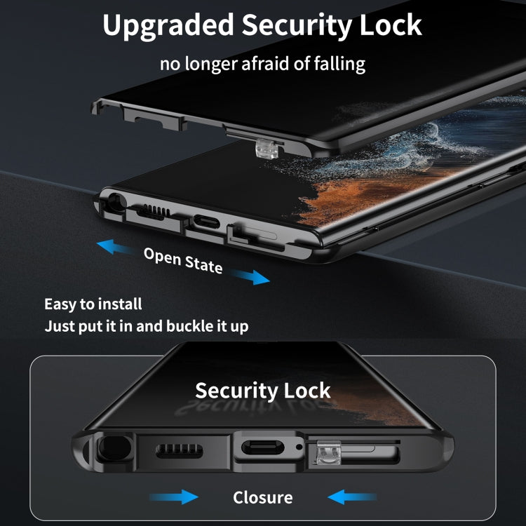 For Samsung Galaxy S23 Ultra 5G MagSafe Magnetic Privacy Frosted Tempered Glass Holder Phone Case
