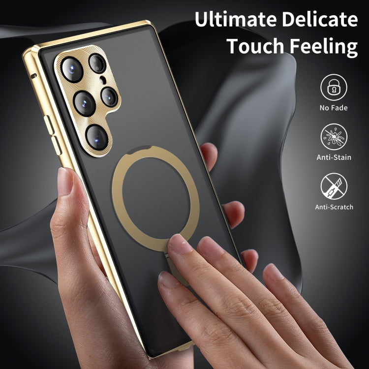 For Samsung Galaxy S23 Ultra 5G MagSafe Magnetic Privacy Frosted Tempered Glass Holder Phone Case