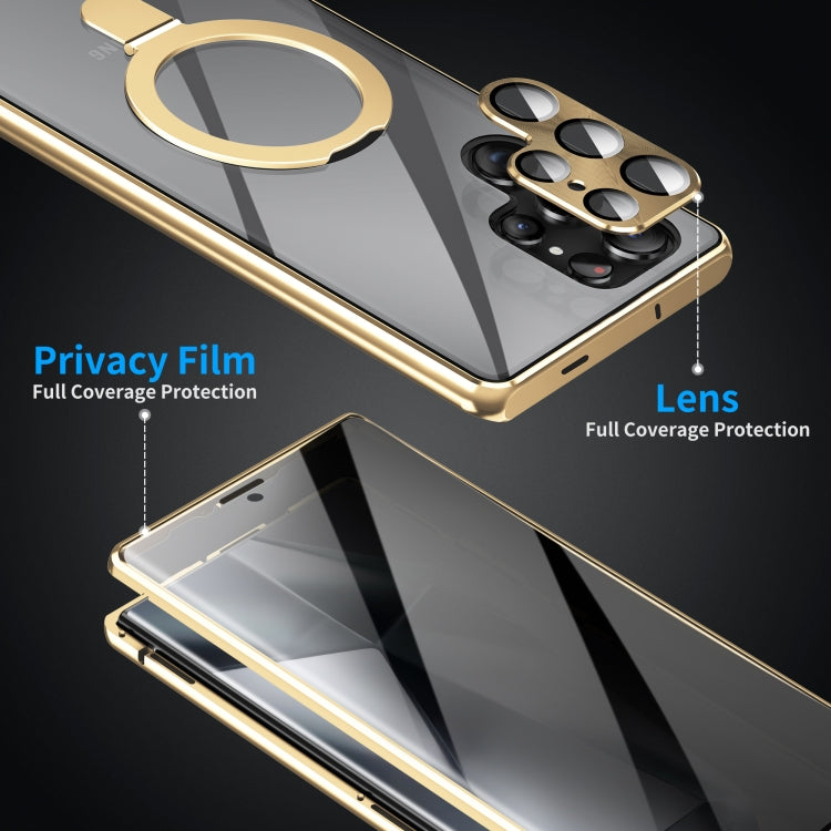 For Samsung Galaxy S23 Ultra 5G MagSafe Magnetic Privacy Frosted Tempered Glass Holder Phone Case