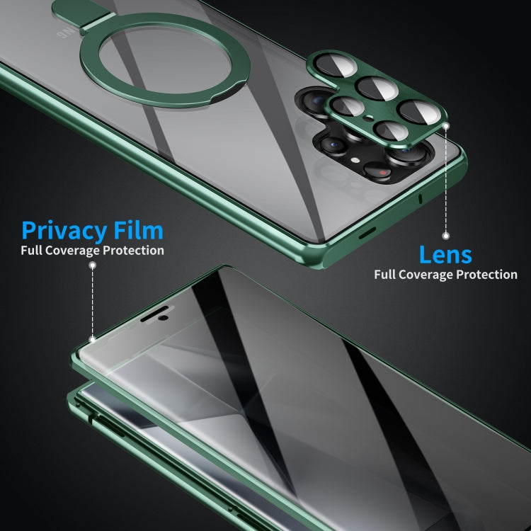For Samsung Galaxy S23 Ultra 5G MagSafe Magnetic Privacy Frosted Tempered Glass Holder Phone Case