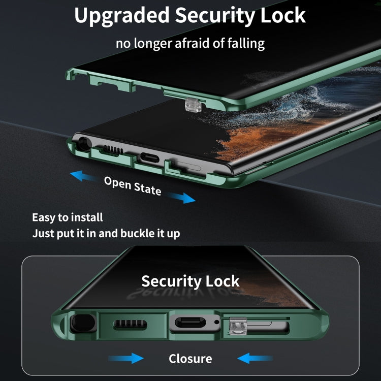 For Samsung Galaxy S23 Ultra 5G MagSafe Magnetic Privacy Frosted Tempered Glass Holder Phone Case