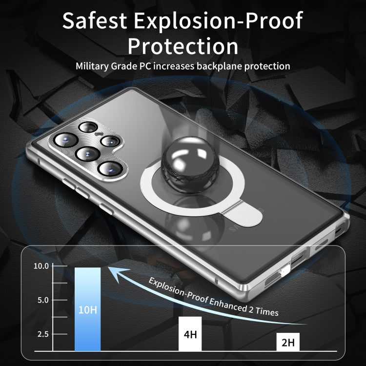 For Samsung Galaxy S23 Ultra 5G MagSafe Magnetic Privacy Frosted Tempered Glass Holder Phone Case
