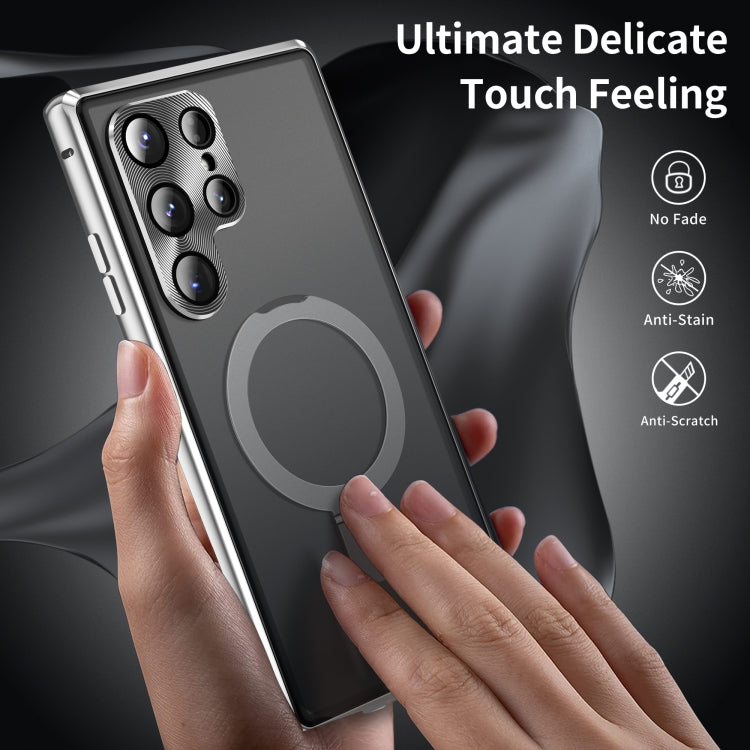 For Samsung Galaxy S23 Ultra 5G MagSafe Magnetic Privacy Frosted Tempered Glass Holder Phone Case