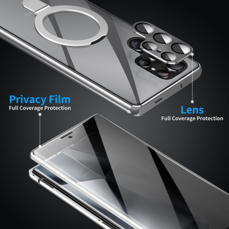 For Samsung Galaxy S23 Ultra 5G MagSafe Magnetic Privacy Frosted Tempered Glass Holder Phone Case
