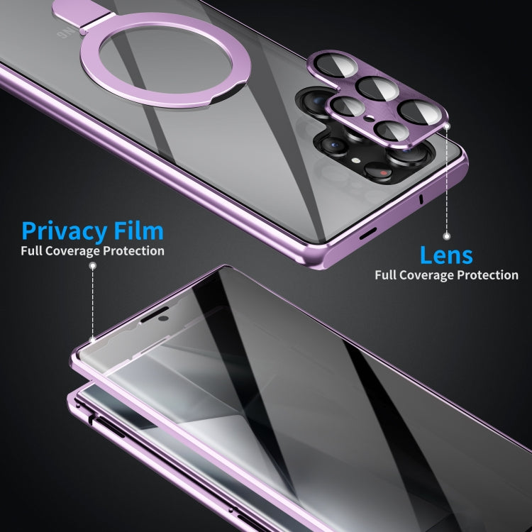 For Samsung Galaxy S23 Ultra 5G MagSafe Magnetic Privacy Frosted Tempered Glass Holder Phone Case