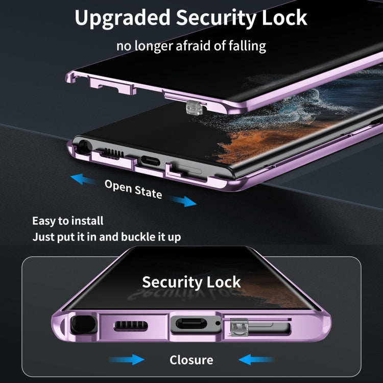For Samsung Galaxy S23 Ultra 5G MagSafe Magnetic Privacy Frosted Tempered Glass Holder Phone Case