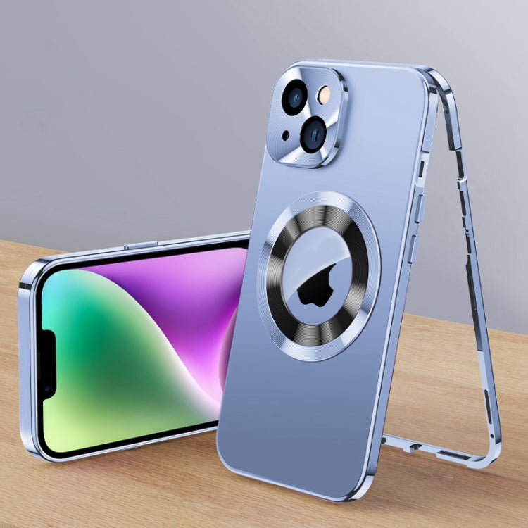 For iPhone 14 Plus Magnetic HD Tempered Glass Phone Case