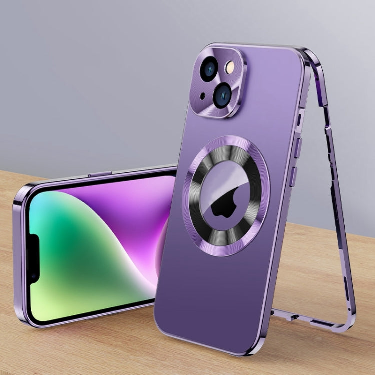 For iPhone 14 Plus Magnetic HD Tempered Glass Phone Case