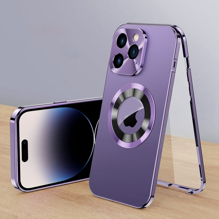 For iPhone 14 Pro Max Magnetic HD Tempered Glass Phone Case