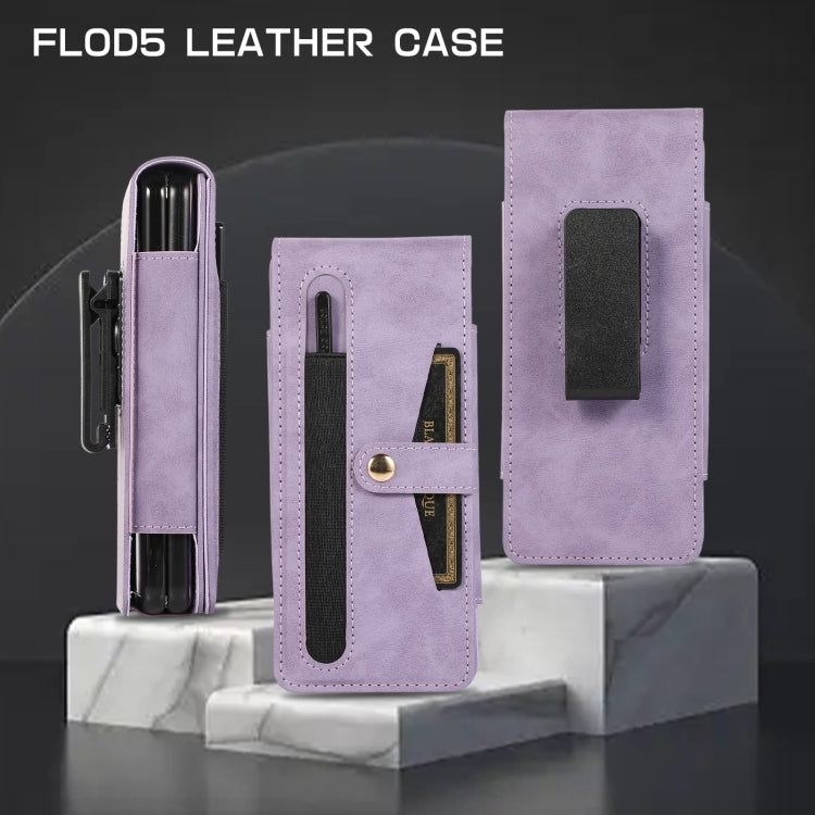 For Samsung Galaxy Z Fold5 5G PC Foldable Shockproof Leather Phone Case with Stylus