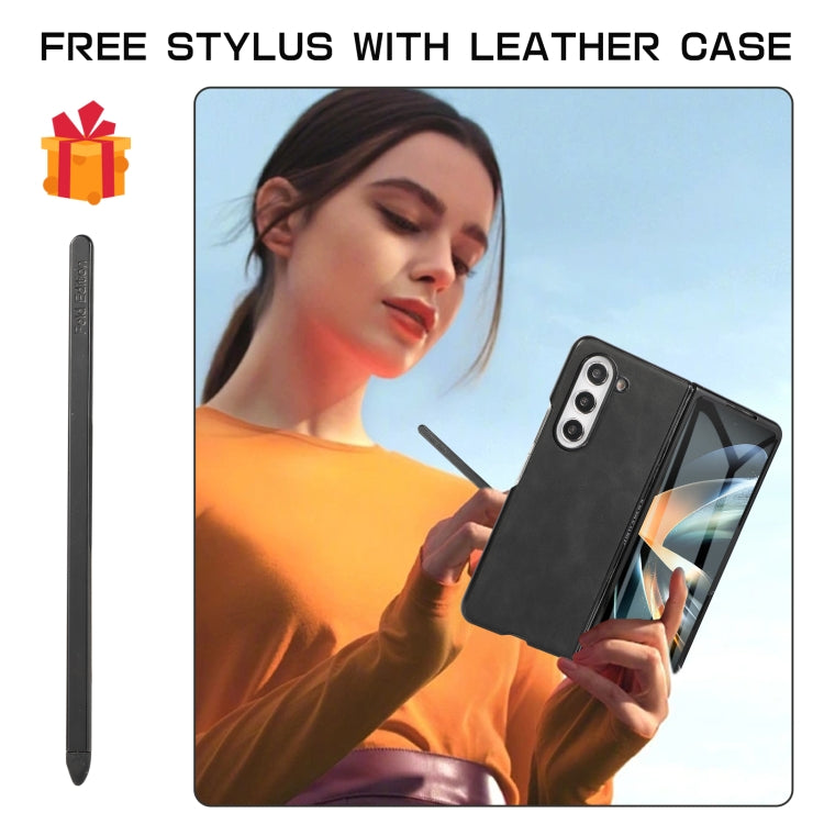 For Samsung Galaxy Z Fold5 5G PC Foldable Shockproof Leather Phone Case with Stylus