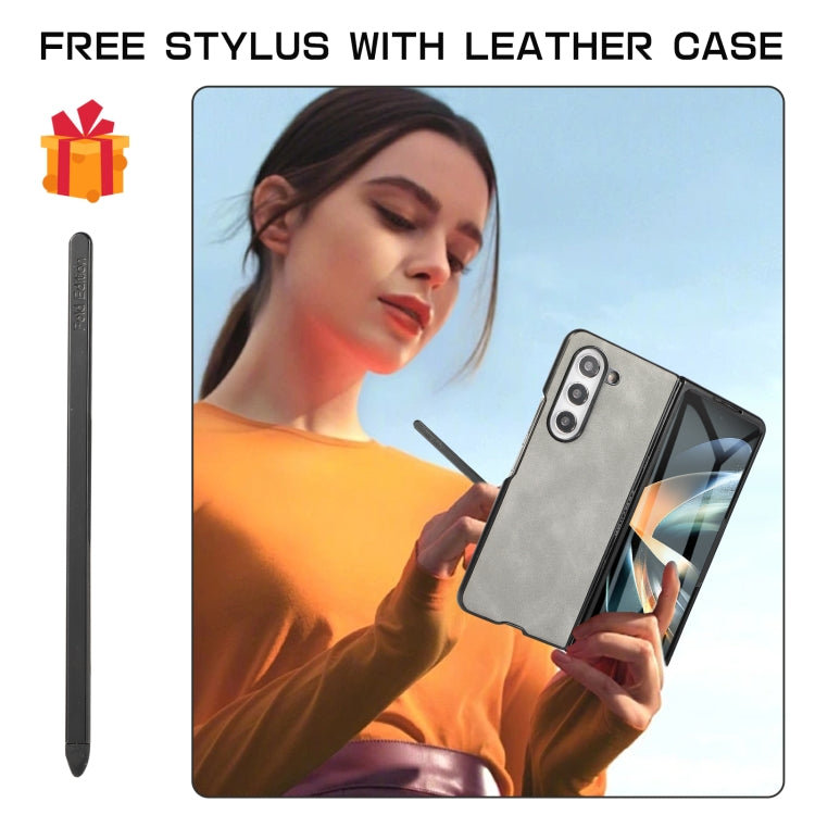 For Samsung Galaxy Z Fold5 5G PC Foldable Shockproof Leather Phone Case with Stylus