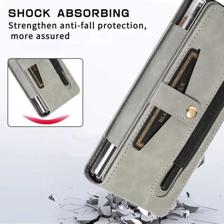 For Samsung Galaxy Z Fold5 5G PC Foldable Shockproof Leather Phone Case with Stylus