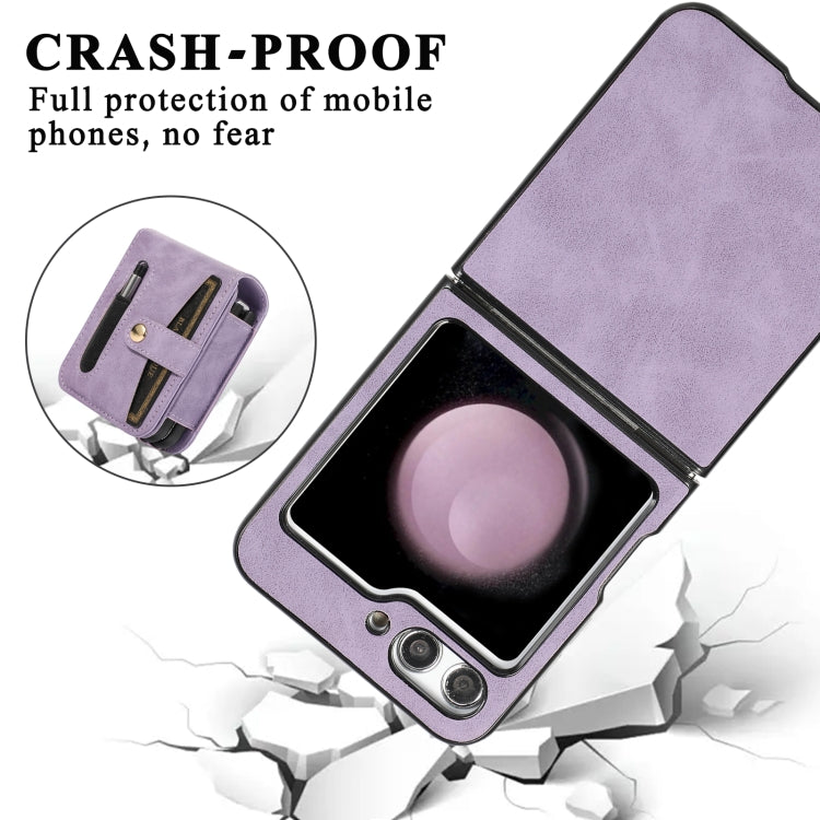 For Samsung Galaxy Z Flip5 5G PC Foldable Shockproof Leather Phone Case with Stylus