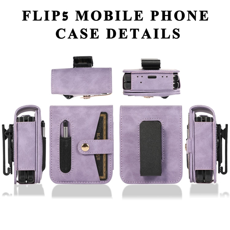 For Samsung Galaxy Z Flip5 5G PC Foldable Shockproof Leather Phone Case with Stylus