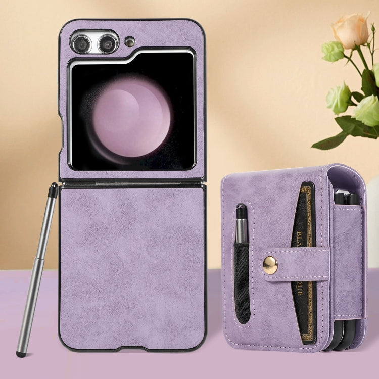 For Samsung Galaxy Z Flip5 5G PC Foldable Shockproof Leather Phone Case with Stylus