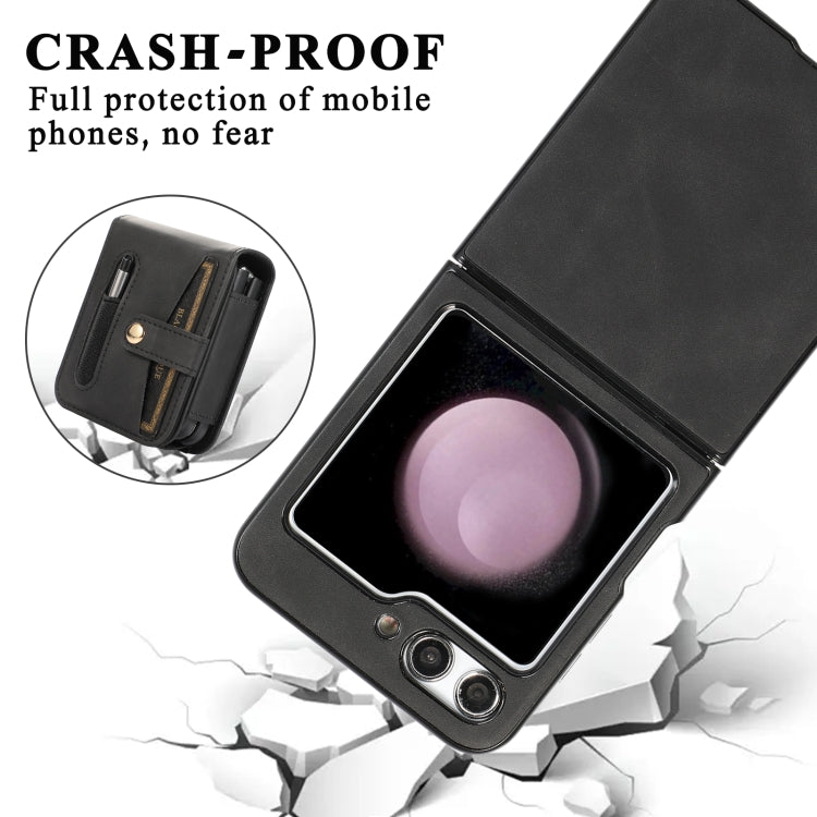 For Samsung Galaxy Z Flip5 5G PC Foldable Shockproof Leather Phone Case with Stylus