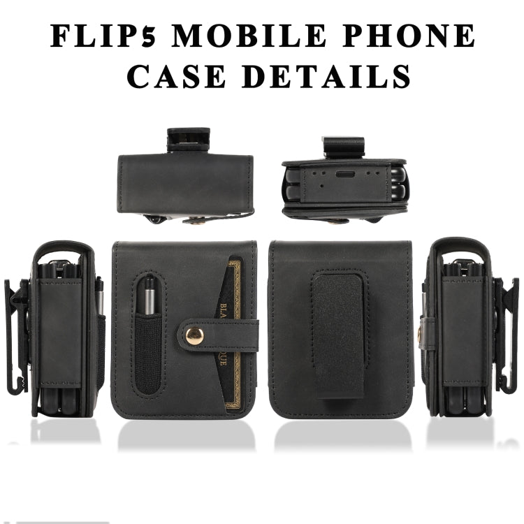 For Samsung Galaxy Z Flip5 5G PC Foldable Shockproof Leather Phone Case with Stylus