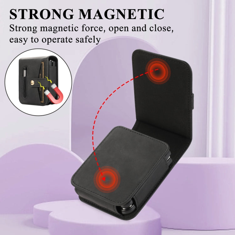 For Samsung Galaxy Z Flip5 5G PC Foldable Shockproof Leather Phone Case with Stylus