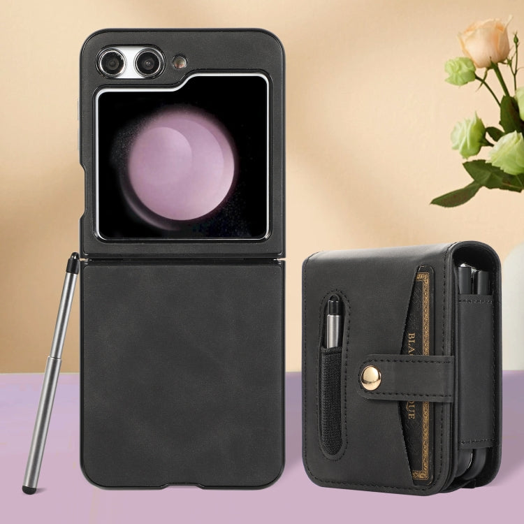 For Samsung Galaxy Z Flip5 5G PC Foldable Shockproof Leather Phone Case with Stylus