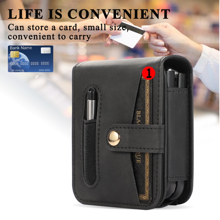 For Samsung Galaxy Z Flip5 5G PC Foldable Shockproof Leather Phone Case with Stylus