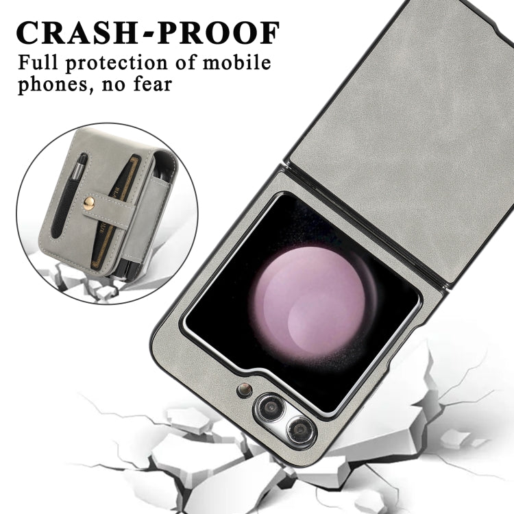 For Samsung Galaxy Z Flip5 5G PC Foldable Shockproof Leather Phone Case with Stylus