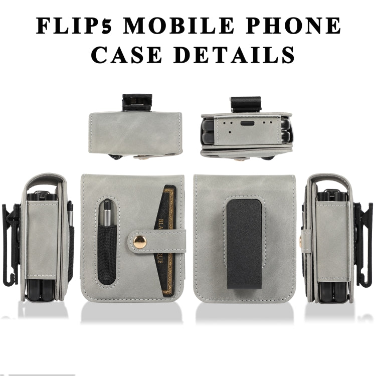 For Samsung Galaxy Z Flip5 5G PC Foldable Shockproof Leather Phone Case with Stylus