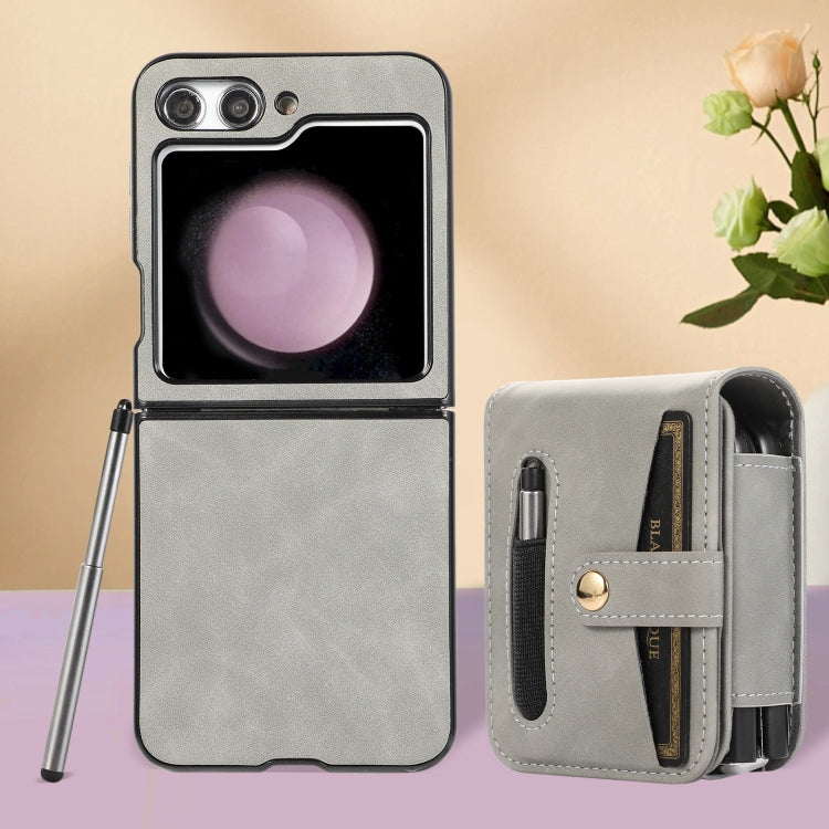 For Samsung Galaxy Z Flip5 5G PC Foldable Shockproof Leather Phone Case with Stylus