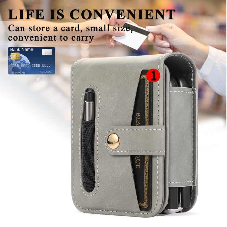 For Samsung Galaxy Z Flip5 5G PC Foldable Shockproof Leather Phone Case with Stylus