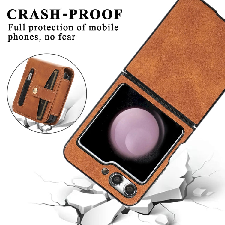 For Samsung Galaxy Z Flip5 5G PC Foldable Shockproof Leather Phone Case with Stylus
