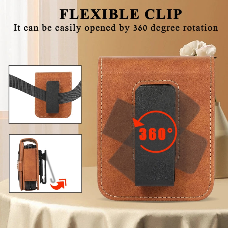 For Samsung Galaxy Z Flip5 5G PC Foldable Shockproof Leather Phone Case with Stylus